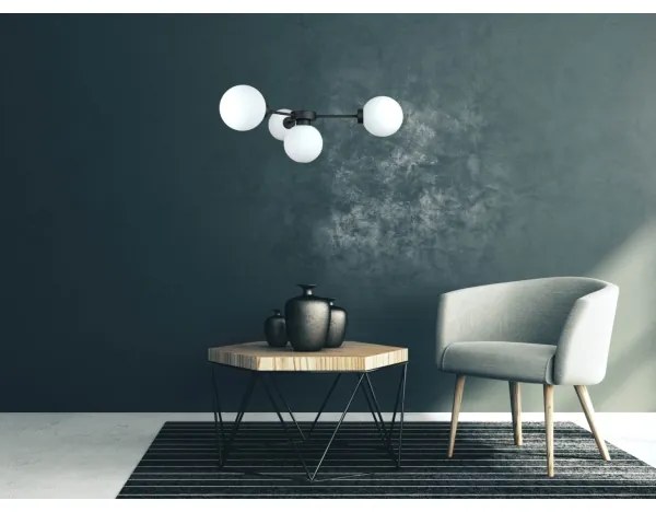 Csillár zsinóron KALIOPE 4xE14/50W/230V fekete/fehér