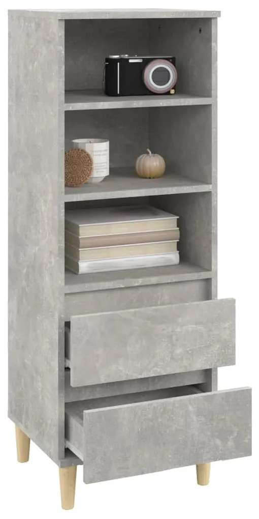 betonszürke szerelt fa magasszekrény 40 x 36 x 110 cm
