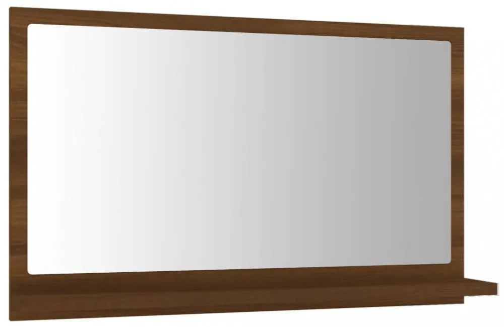 barna tölgy színű szerelt fa fürdőszobatükör 60x10,5x37 cm
