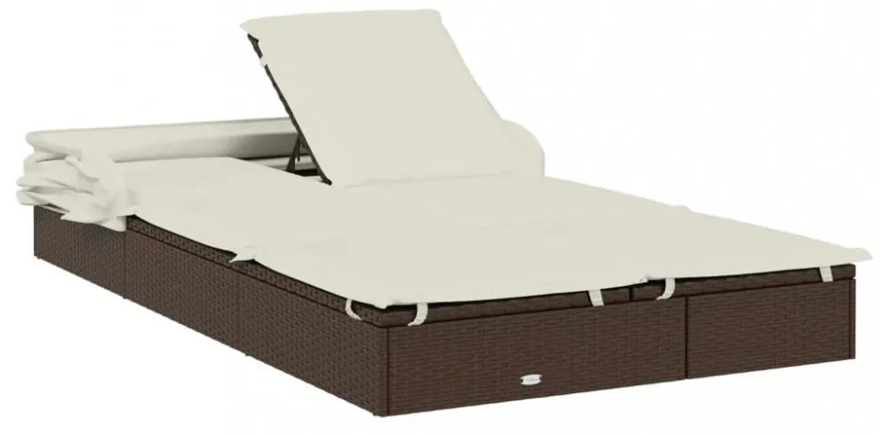 2 személyes barna polyrattan napágy tetővel 213 x 118 x 97 cm
