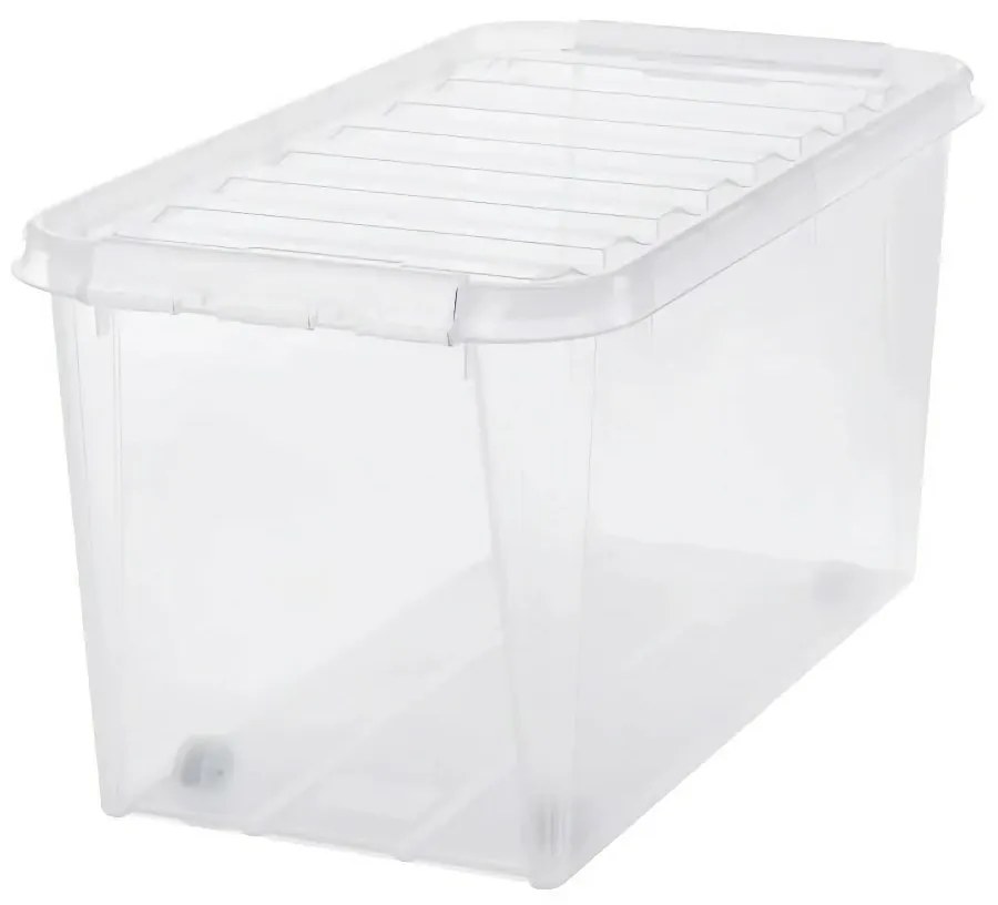 SmartStore Tárolódoboz fehér kapcsokkal ésgörgőkkel Cla ssic, 70 l, 70 l
