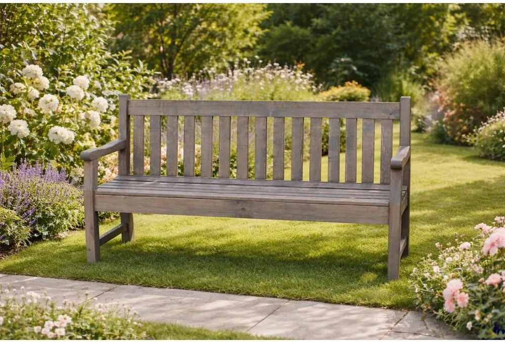 Szürke fa kerti pad London - Rojaplast