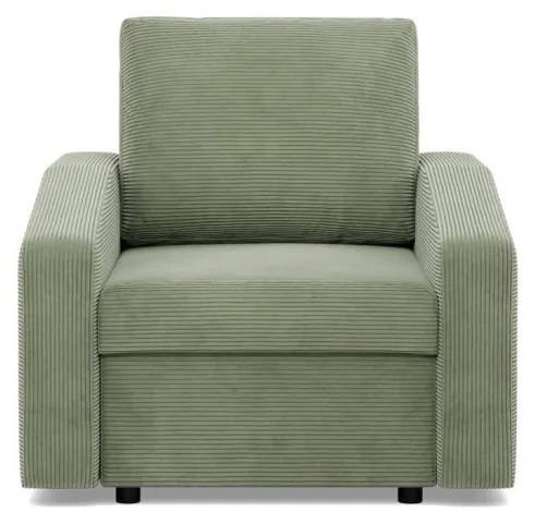 Zeus fotel, döntött kartámasz, kordbársony, hab töltet, zöld