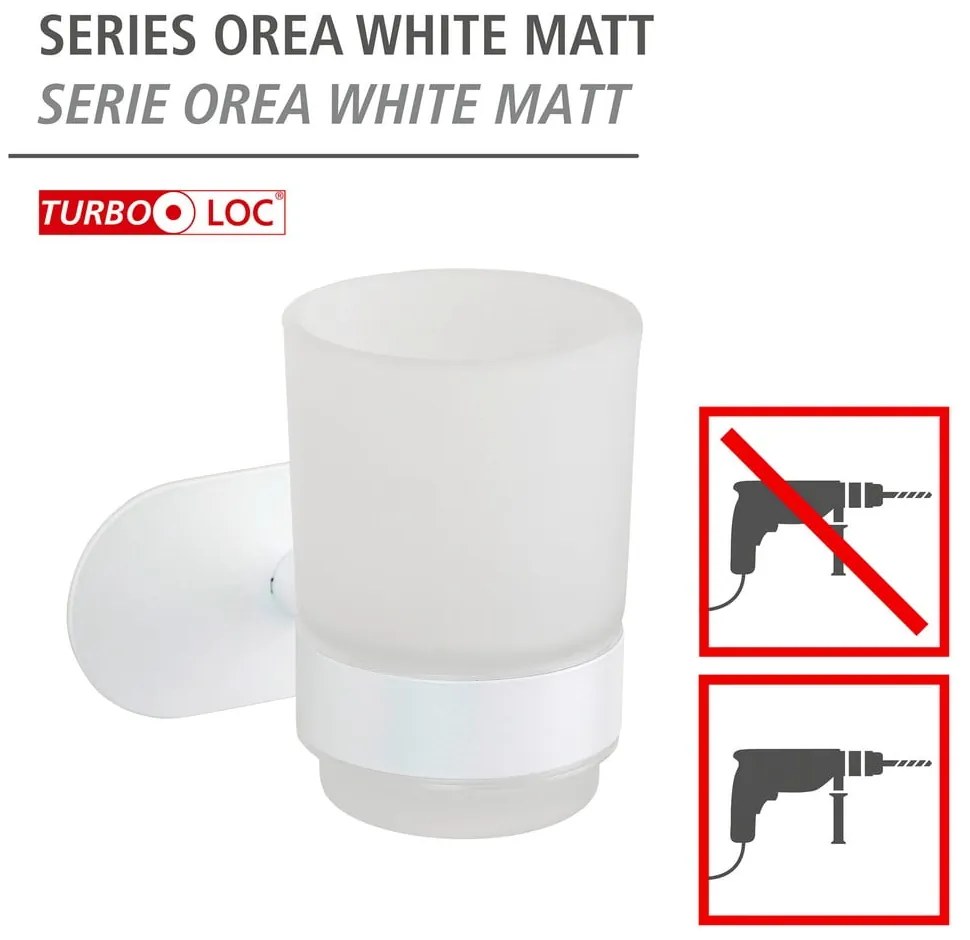 Fehér öntapadós üveg fogkefetartó pohár Orea – Wenko