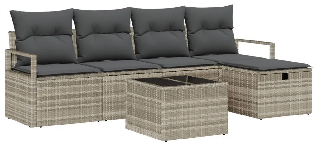 Kerti Kanapé Szett 6 pcs Világosszürke 230 x 117 x 85 cm