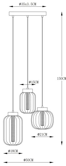 Globo 15746-3H - LED Csillár zsinóron FLUORO LED/23W/230V