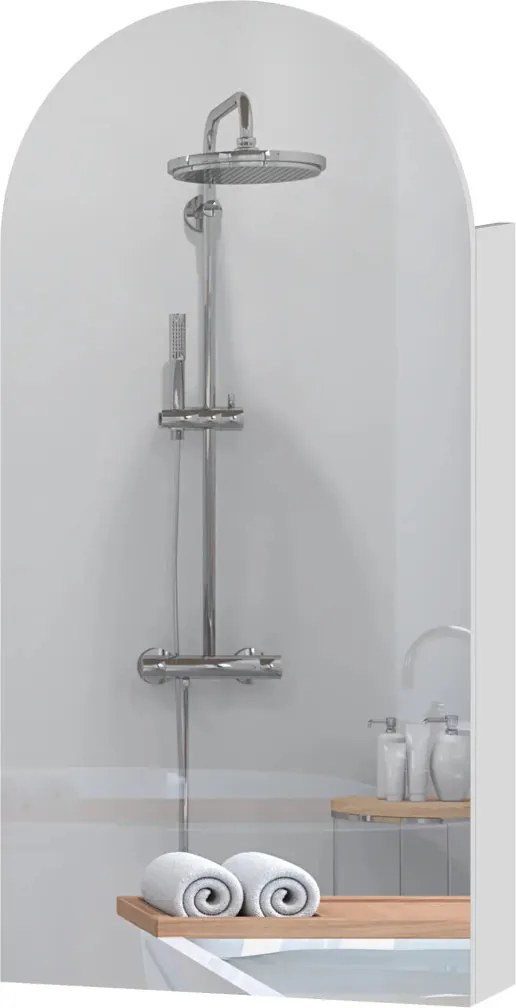 HOMCOM Fürdőszobai tükör, ívelt tükörrel, állítható üvegpolcokkal, 40 x 12 x 80 cm, fehér