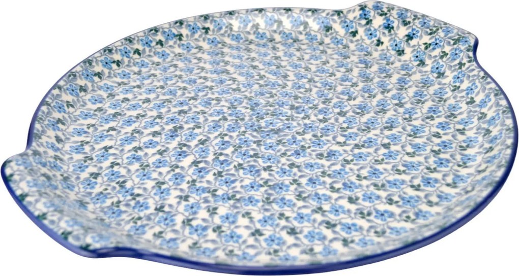 Kerek tálca fogantyúkkal 33/29.5cm Ceramika Artystyczna Bolesławiec