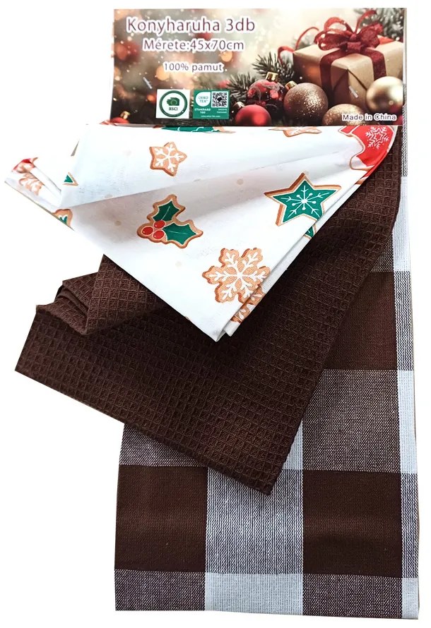 Noel cake pamut konyhai edénytörlő 3db