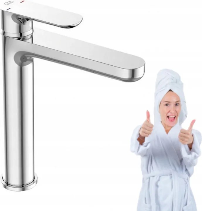 Laveo Tondo magas króm mosdócsaptelep klikk-klikk dugóval