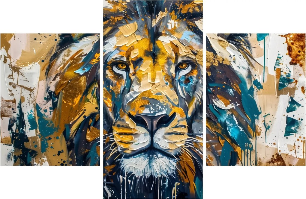 Kép - Absztrakt olajfestmény oroszlánnal (90x60 cm)