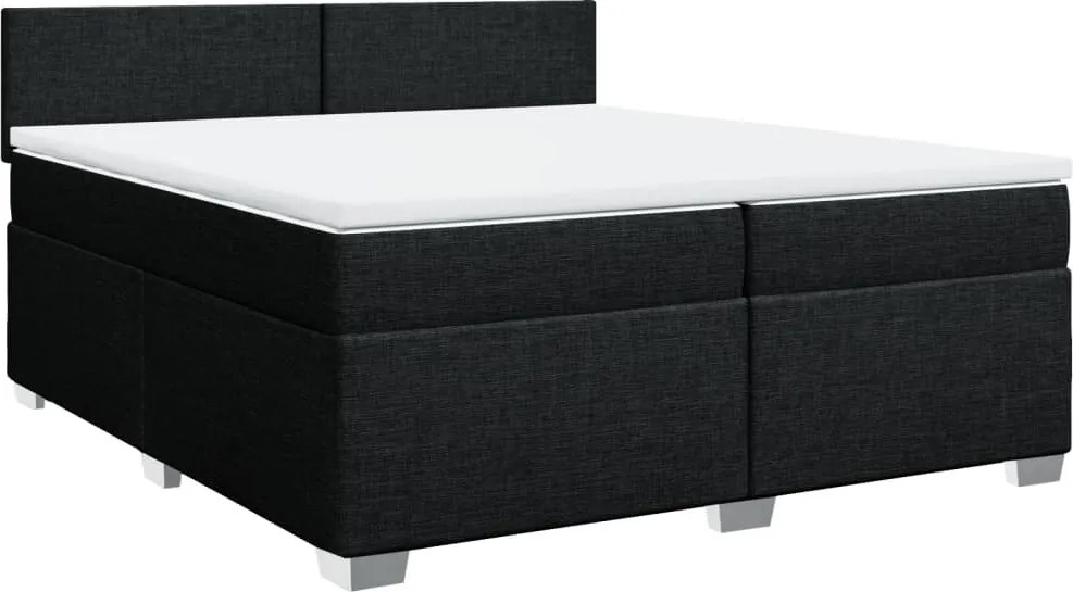 vidaXL fekete szövet rugós ágy matraccal 200 x 200 cm