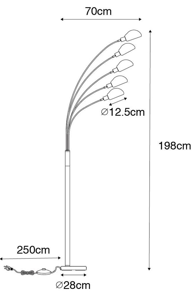 Design állólámpa sötét bronz arannyal 5 lámpás - Sixties Marmo