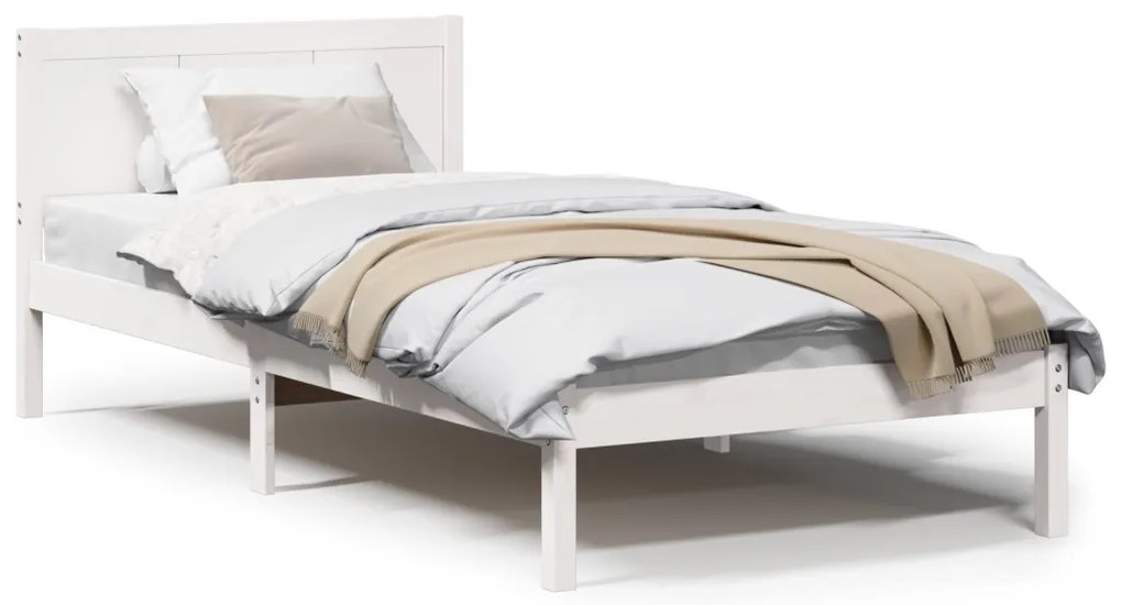 Fehér Fa Ágykeret Fehér Fa 100 x 200 cm Tartós Fehér Ágykeret