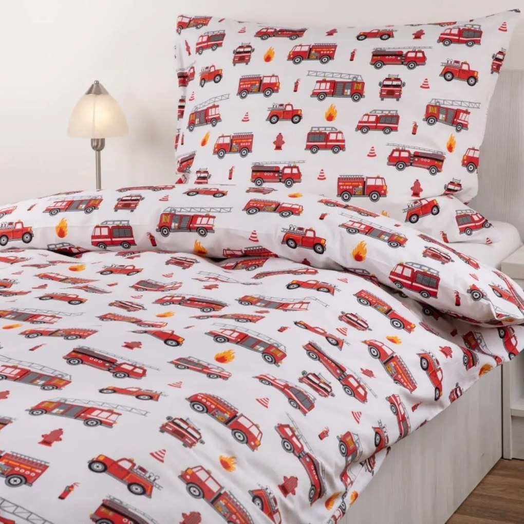 Tűzoltók gyerek pamut ágyneműhuzat TiaHome - Detský set 130x90cm + 65x45cm