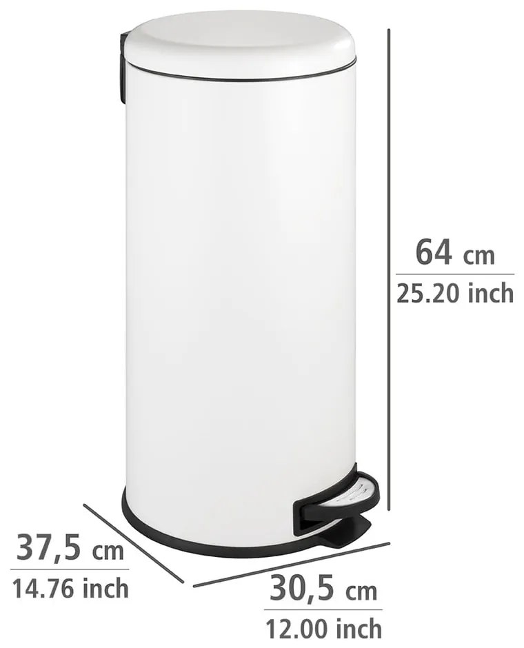 Fehér acél pedálos szemetes 30 l Leman – Wenko