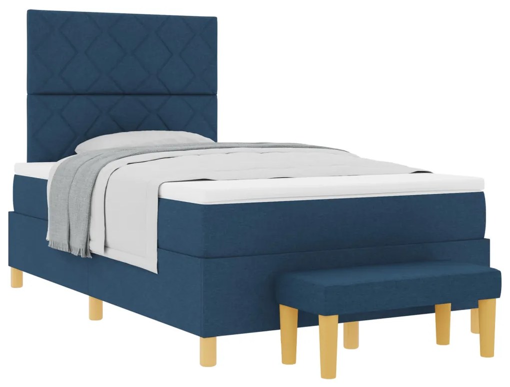 Box Spring ágy matrac & pad Kék 120x200 cm Szövet