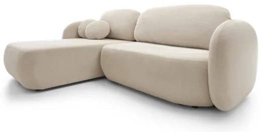 L alakú, balos OLBIA kihúzható ülőgarnitúra tárolóhellyel, bézs