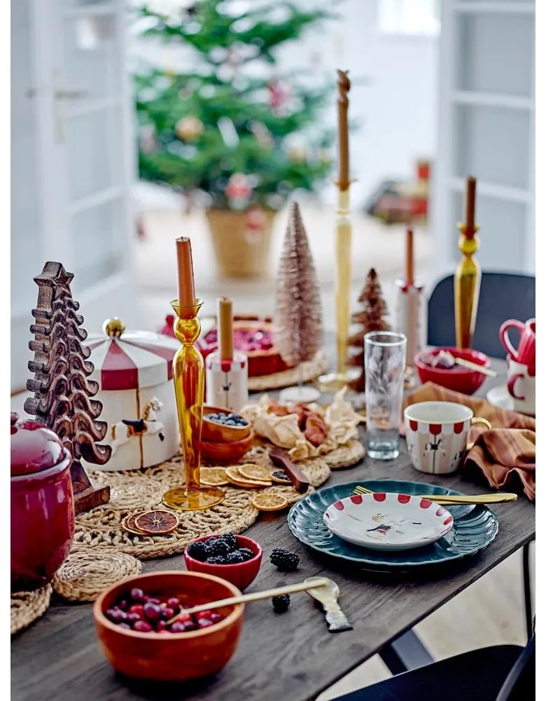 Krémszínű agyagkerámia desszertes tányér készlet karácsonyi mintával, 2 db-os, ø 16 cm Merry-go-round – Bloomingville