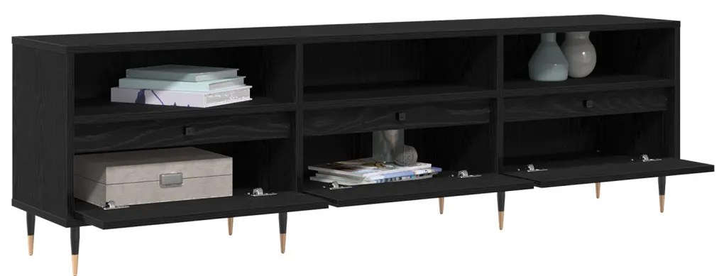 TV szekrény fekete tölgy 150x30x44.5 cm szerelt fa