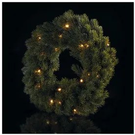 LED karácsonyi koszorú, 40 cm, 2x AA, beltéri, meleg fehér, időzítő