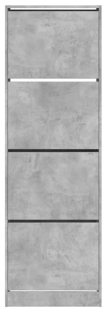 betonszürke cipőszekrény 4 kihajtható fiókkal 60x34x187,5 cm