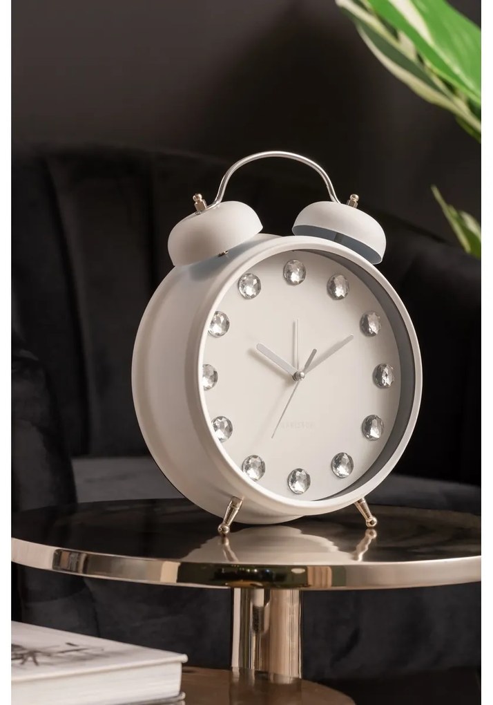 Karlsson 6019WH dizájner asztali óra/ébresztőóra fehér, átmérő: 30 cm