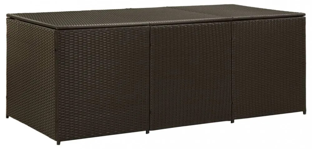 barna polyrattan kerti tárolóláda 180 x 90 x 70 cm