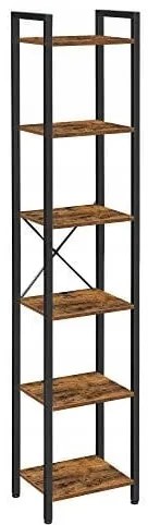 Barna TAYLOR polc fekete szerkezettel, 6 polccal