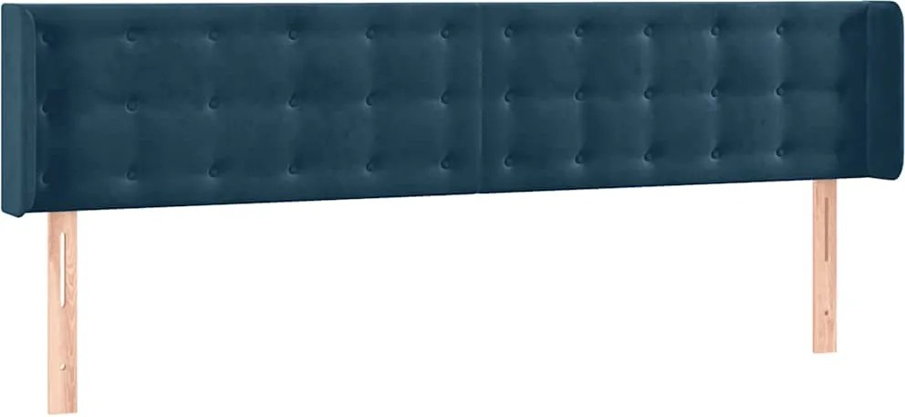 vidaXL sötétkék bársony szárnyas fejtámla 203x16x78/88 cm