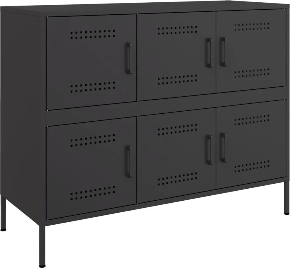 vidaXL fekete acél tálalószekrény 100,5 x 39 x 79 cm