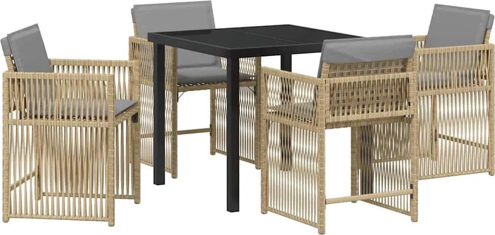 vidaXL Kert étkező szett 5 pcs Bézs polirattan