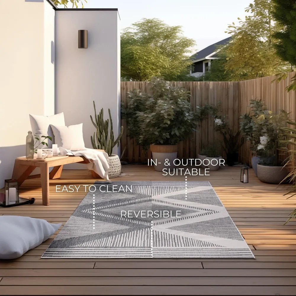 Szürke-krémszínű kültéri szőnyeg 120x170 cm Gemini – Elle Decoration