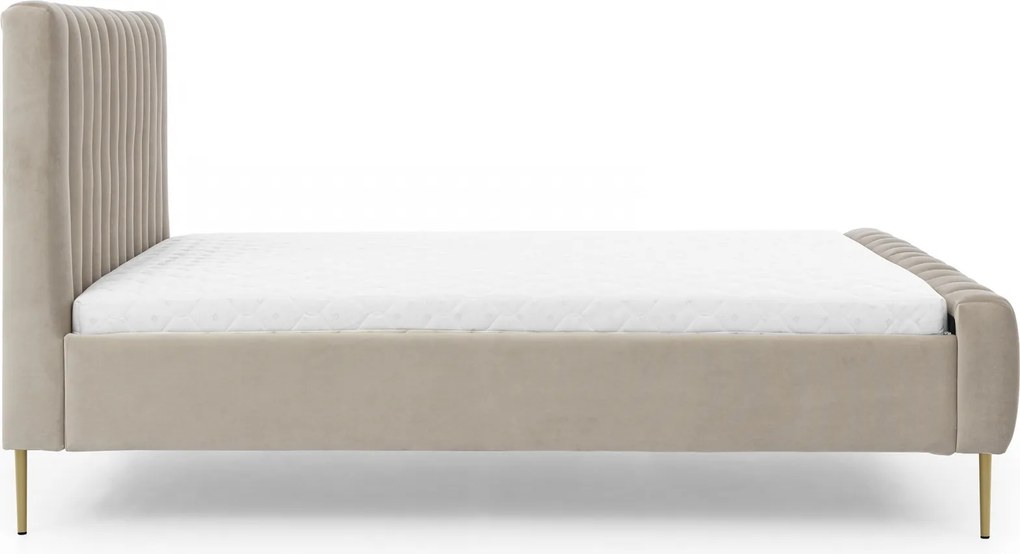 Nicole franciaágy 160x200 arany lábakkal - bézs Velluto 2 bársony