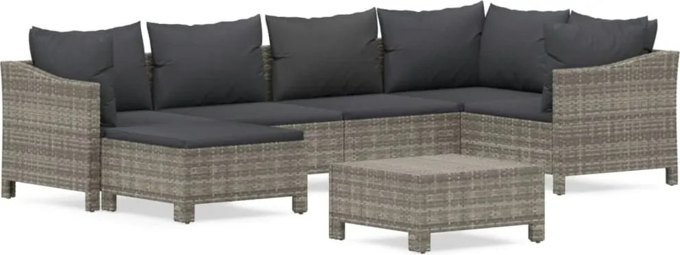 vidaXL 7 részes szürke polyrattan kerti ülőgarnitúra párnákkal