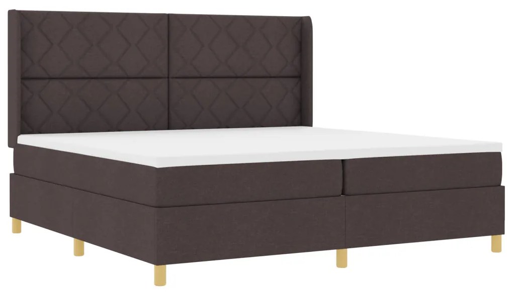 Boxspring Ágy Matracokkal Sötétbarna, 200x200 cm Szövetben