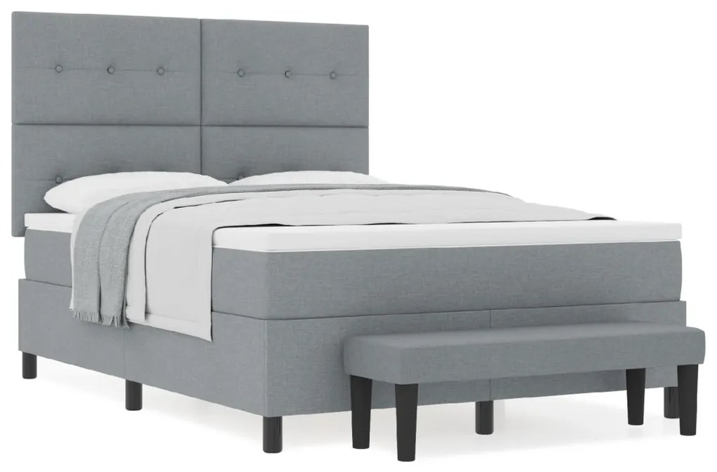 Box Spring Ágy Matrac & Pad Szürke 160x200 cm Szövet