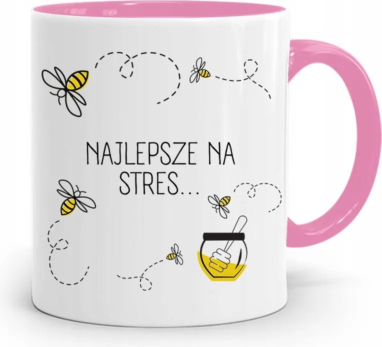 Rózsaszín Vicces Bögre A Legjobb A Stressz Ellen.. fényképes nyomattal