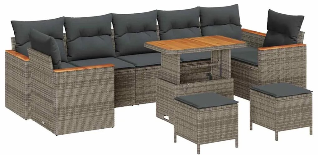 Kerti Kanapé Szett 10 pcs Szürke 90 x 55 x 71 cm Poli rattan