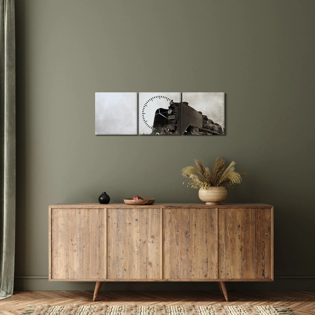 Kép - Vonat a ködben (órával) (90x30 cm)
