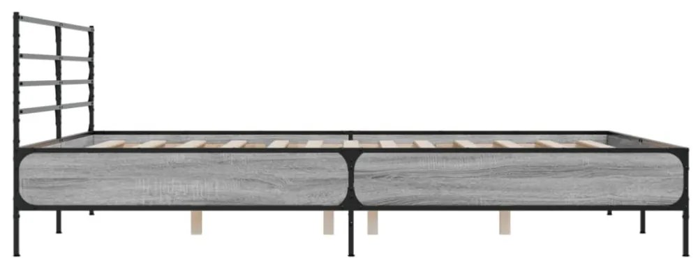 szürke sonoma szerelt fa és fém ágykeret 200 x 200 cm