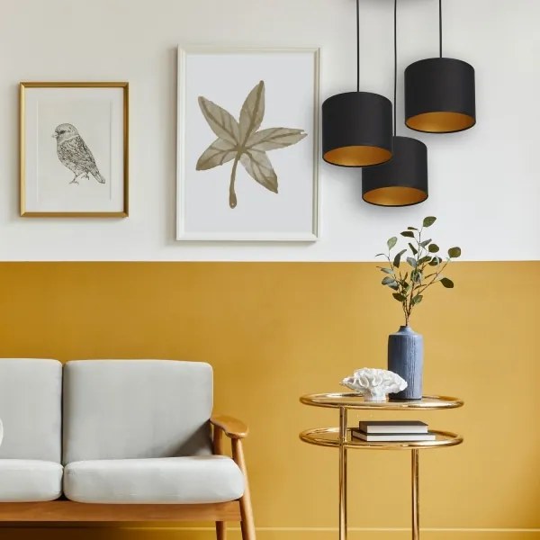 Csillár zsinóron ARDEN 3xE27/60W/230V fekete/arany