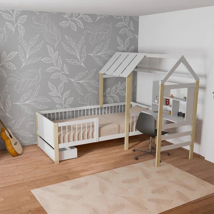 Juskys Gyerekágy Yari 178x204x166 cm – fehér/natúr