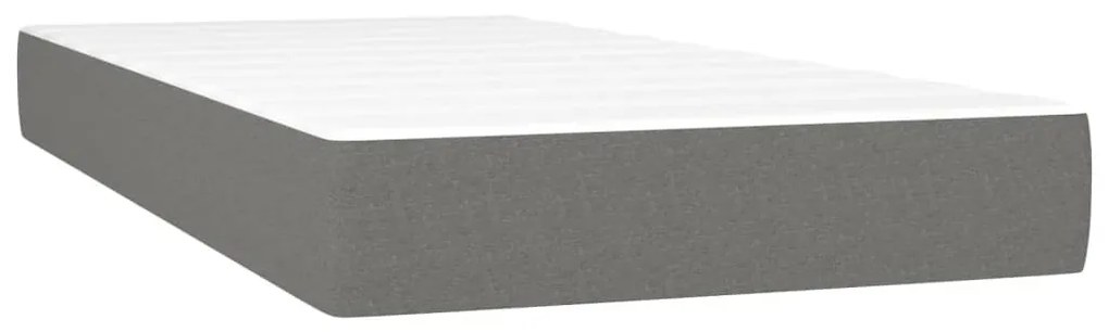 sötétszürke szövet rugós és LED-es ágy matraccal 90x190 cm