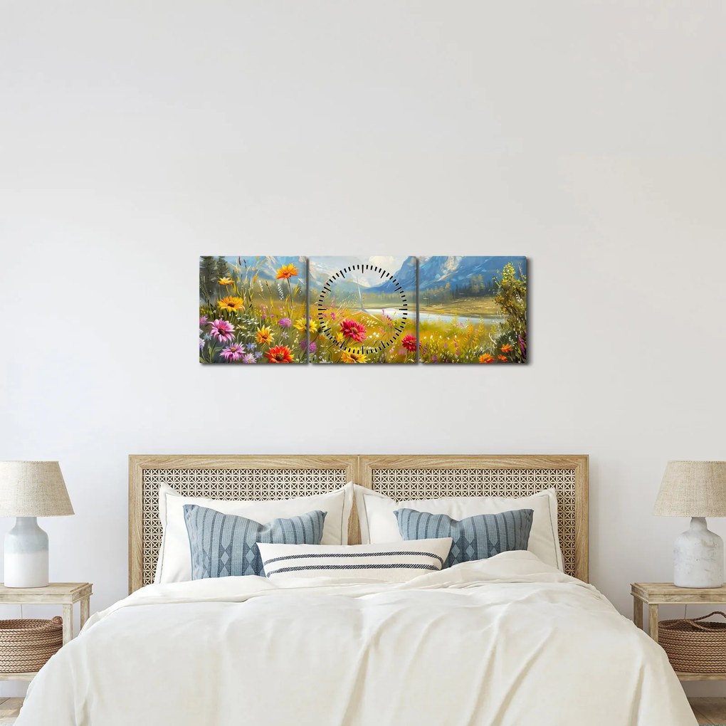 Kép - Festett táj (órával) (90x30 cm)
