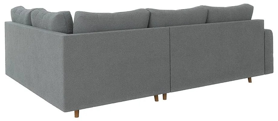 Szürke buklé sarokkanapé (jobb oldali-L alakú) Ariella – Ropez