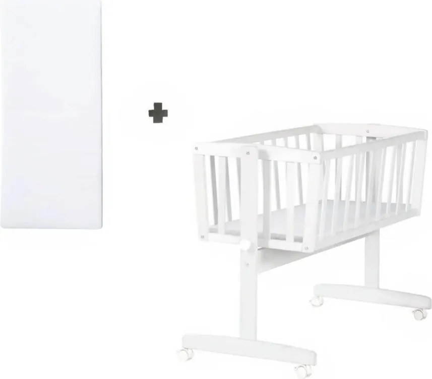 Fehér gurulós bölcső 40x90 cm – Roba