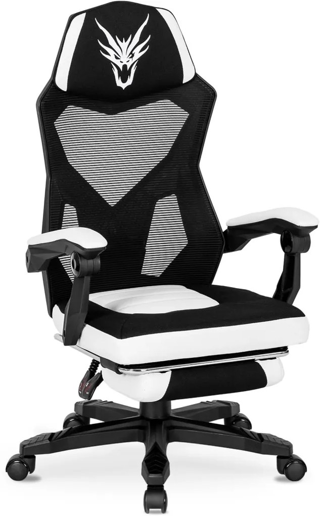 Gamer Forgószék Fekete/Fehér Színben. Teherbírás: 150 kg. BING