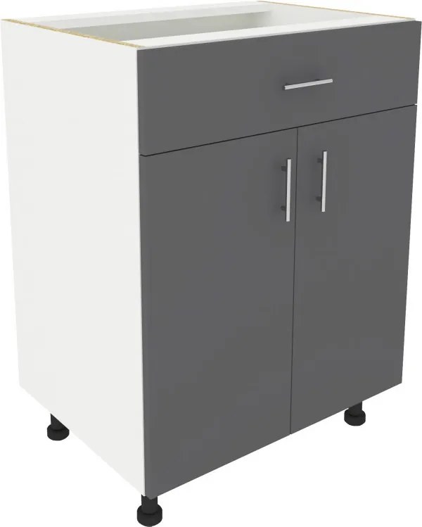 Benita 1 fiókos 2 ajtós Alsó konyhaszekrény Antracit-Fehér 60x50x80 cm