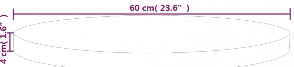 kerek kezeletlen tömör tölgyfa asztallap Ø60 x 4 cm